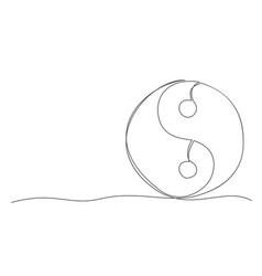 Yin Yang One Line Drawing Isolated On White