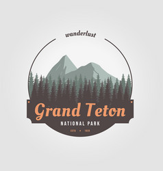 Emblem Grand Teton Mountain Logo Icon Vintage