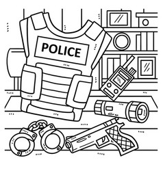 Police Officer Equipment Coloring Page For Kids