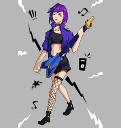 Purple Hair Rock Girl Character Design