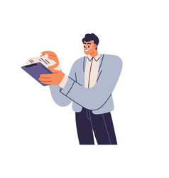 Happy Businessman Holding Business Documents