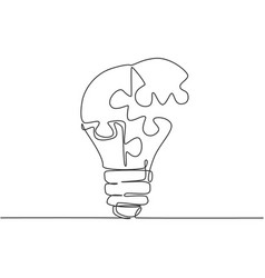 One Single Line Drawing Light Bulb With Pieces