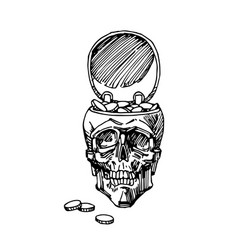 A Skull With Coins Instead Of Brain