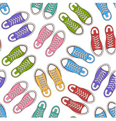 Cartoon Style Shoes Sneakers Seamless Pattern