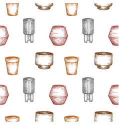 Ceramic Flower Vase Seamless Pattern Hand Drawn