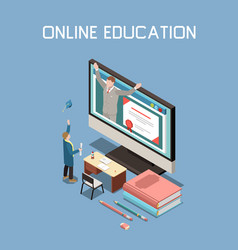 Online Education Isometric Composition