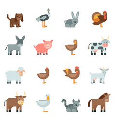 Domestic Animal Flat Icons Set