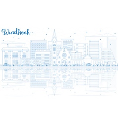 Outline Windhoek Skyline With Blue Buildings