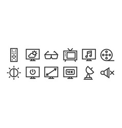 Set 12 Thin Outline Icons Such As Mute K Power