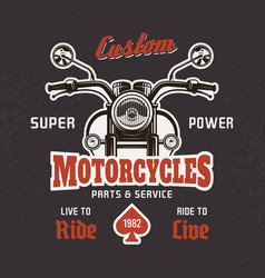 Motorcycle Front View On Dark T-shirt Print