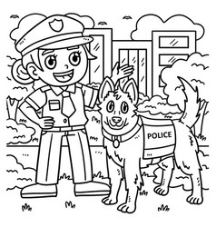 Police Officer And Dog Coloring Page