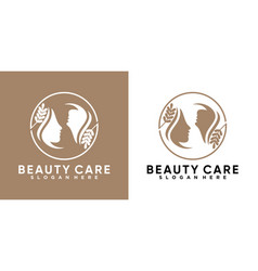 Beauty Care Logo Design With Line Art And