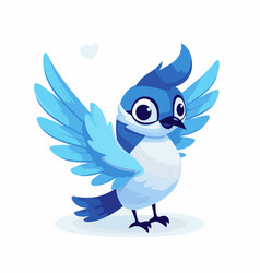 Blue Bird With Wings Cute Cartoon Character