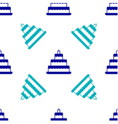 Blue Wedding Cake Icon Isolated Seamless Pattern