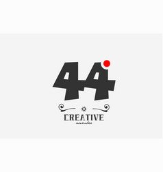 Grey 44 Number Logo Icon Design With Red Dot