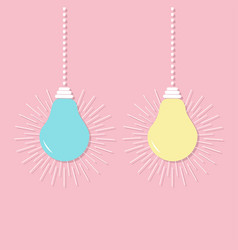 Hanging Light Bulb Icon Set Switch On Off Lamp