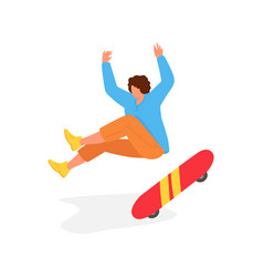 Young Man Falling Off Red Skateboard Excitement