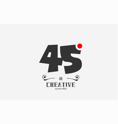 Grey 45 Number Logo Icon Design With Red Dot