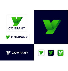 Letter Y Monogram Green Ribbon Identity