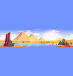 Oasis In Egypt Desert Cartoon Background