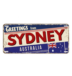 Greetings From Sydney Vintage Rusty Metal Plate