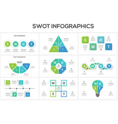 Set Swot Diagram With 4 Steps Options Parts