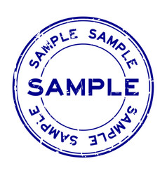 Grunge Blue Sample Word Round Rubber Seal Stamp