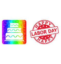 Round Scratched Happy Labor Day Badge