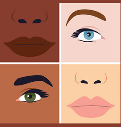 Eyes And Lips On Different Skin Tone