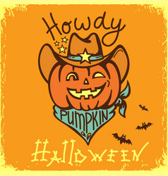 Halloween Pumpkin Cowboy With Western Hat