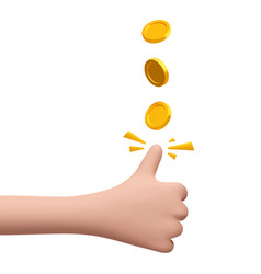 3d Cartoon Hand Tossing Throw A Gold Coin