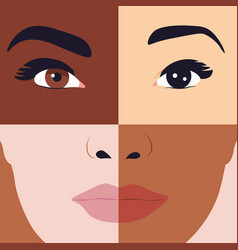 Eyes And Lips On Different Skin Tone