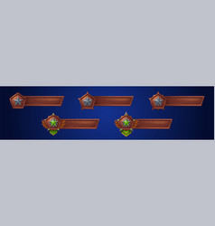 Game Banners With Star Badges Wooden Title Bar