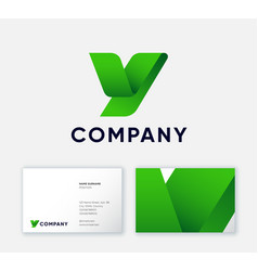 Letter Y Monogram Green Ribbon Business Card