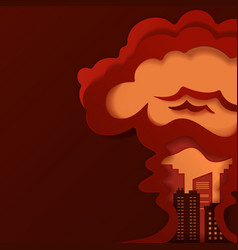 War And Bomb Explosion In Paper Cut Style