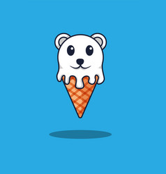 Polar Bear With Ice Cream Cartoon