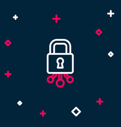 Line Cyber Security Icon Isolated On Blue