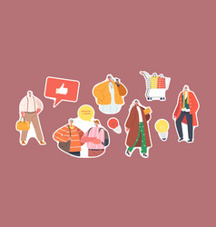 Set Of Stickers Trendy Old Male And Female