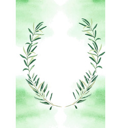 Floral Background Card Template With Olive Wreath