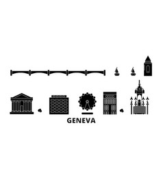 Switzerland Geneva Flat Travel Skyline Set