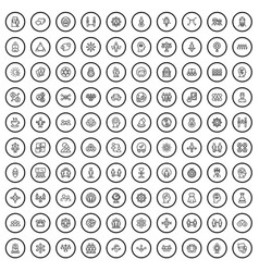 100 People Icons Set Outline Style