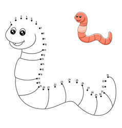 Dot To Worm Coloring Page For Kids