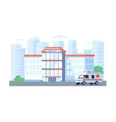 Hospital Building Ambulance Van City Background