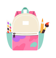 Colorful School Bag Flat Icon Backpack With