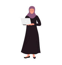 Standing Arabic Businesswoman With Laptop