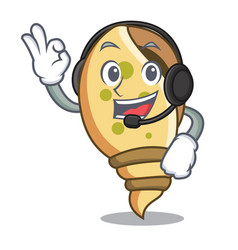 With Headphone Sea Shell Mascot Cartoon