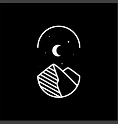 Aesthetic Night Lines Mountain Crescent Logo