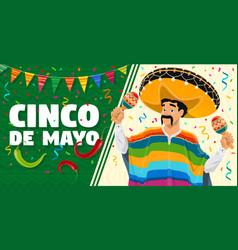 Cinco De Mayo Banner Mexican Character Maracas