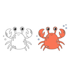 Cartoon Crab Coloring Book Page