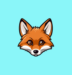 Cartoon Of An Orange Fox Head On Light Blue